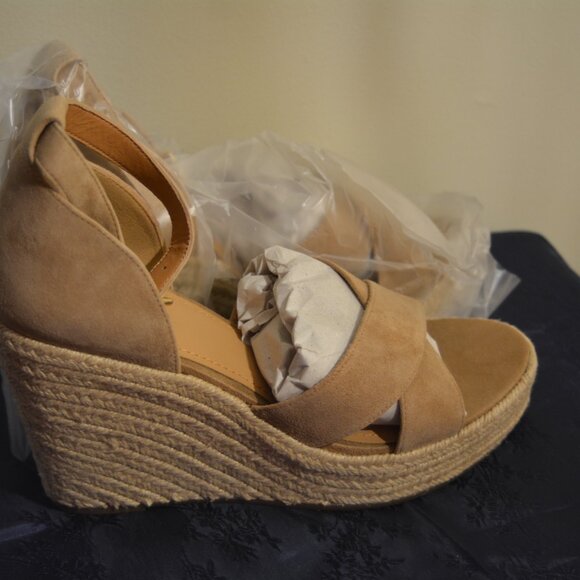 🤎 NIB Lisa Vicky Gemi-V Tan Suede 4” Espadrille Wedge Sandals – Size 10M 🤎 - Picture 8 of 10